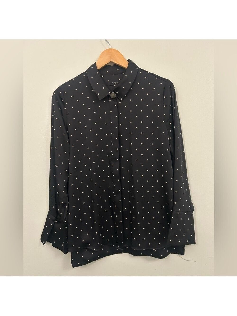 Autograph Button Up Black Polka Dot Women’s Blouse